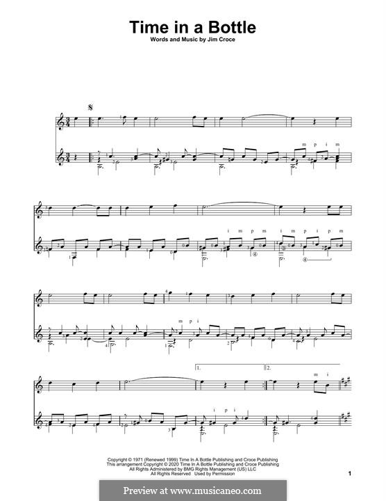 Time in a Bottle by J. Croce - sheet music on MusicaNeo