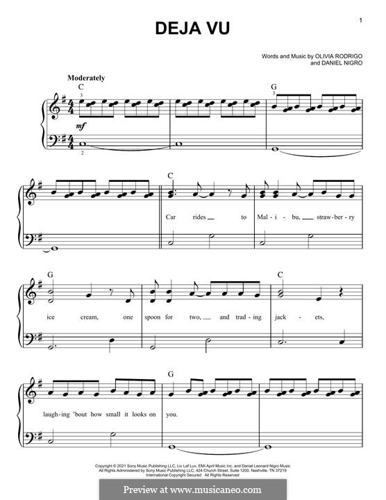 Deja vu (Olivia Rodrigo) by J. Antonoff - sheet music on MusicaNeo