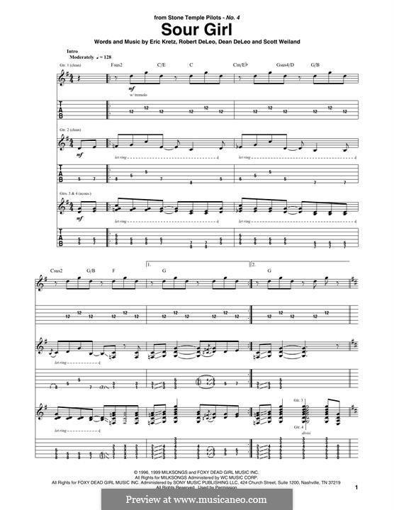 Sour Girl (Stone Temple Pilots) by D. DeLeo - sheet music on MusicaNeo