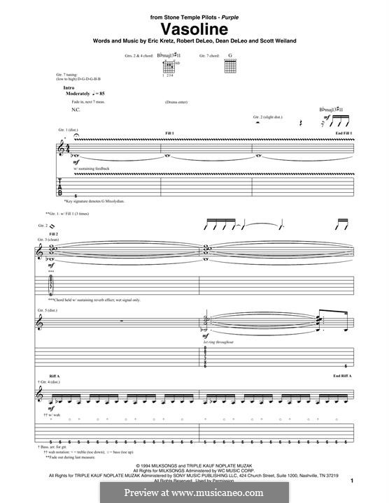 Vasoline (Stone Temple Pilots) by D. DeLeo - sheet music on MusicaNeo