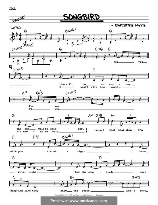 Songbird (Fleetwood Mac) By C. McVie - Sheet Music On MusicaNeo