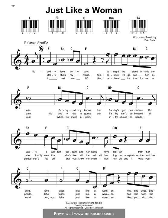 Just Like a Woman by B. Dylan - sheet music on MusicaNeo