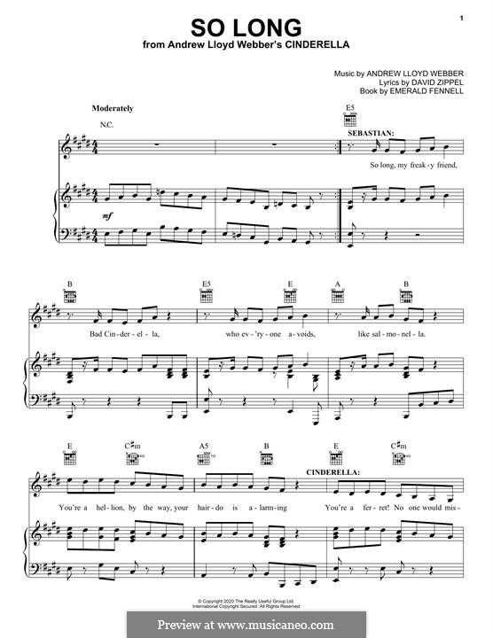 So Long (from Cinderella) by A.L. Webber - sheet music on MusicaNeo