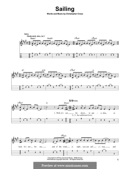 Sailing ('N Sync) by C. Cross - sheet music on MusicaNeo