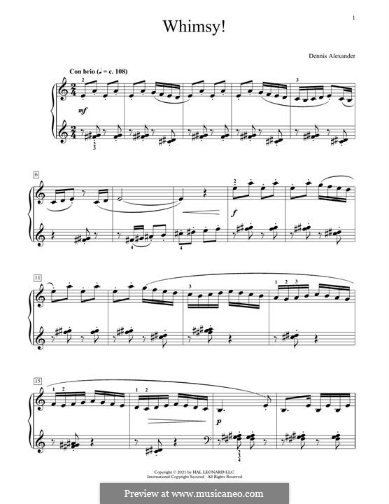 Whimsy! by D. Alexander - sheet music on MusicaNeo