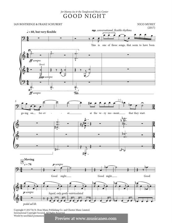 Good Night by N. Muhly - sheet music on MusicaNeo