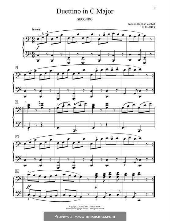 Duettino in C Major by J.B. Vanhal - sheet music on MusicaNeo