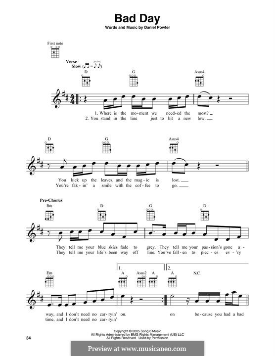 Bad Day by D. Powter - sheet music on MusicaNeo