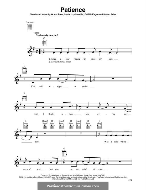 Guns N' Roses: Patience sheet music for voice, piano or guitar