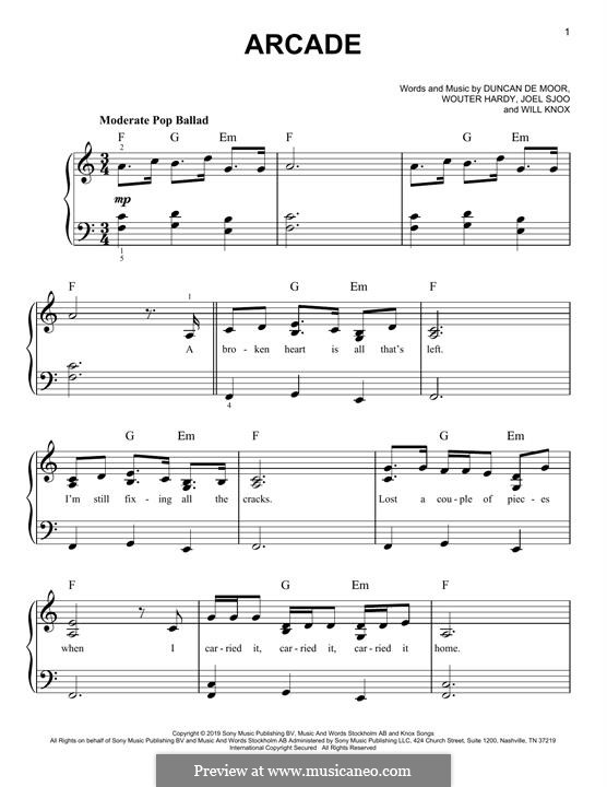 Arcade (Duncan Laurence) by W. Knox - sheet music on MusicaNeo