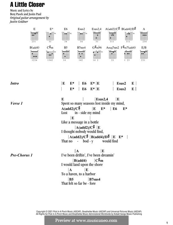 A Little Closer (from Dear Evan Hansen) by J. Paul, B. Pasek on MusicaNeo