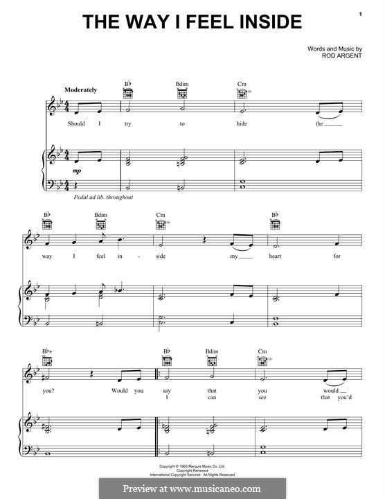 The Way I Feel Inside (The Zombies) by R. Argent - sheet music on MusicaNeo