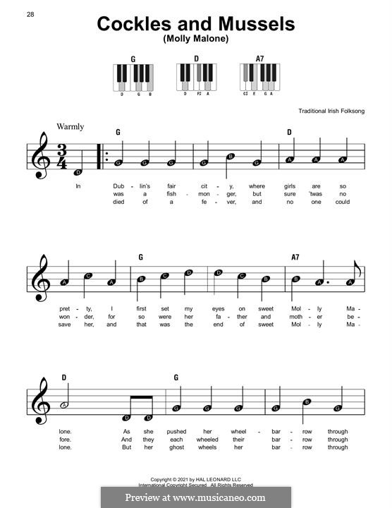 Molly Malone (Cockles and Mussels) by folklore - sheet music on MusicaNeo