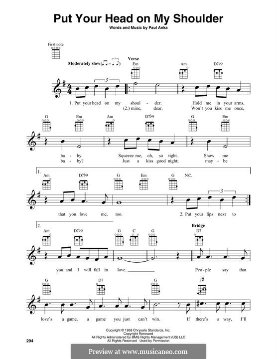 Put Your Head on My Shoulder by P. Anka - sheet music on MusicaNeo