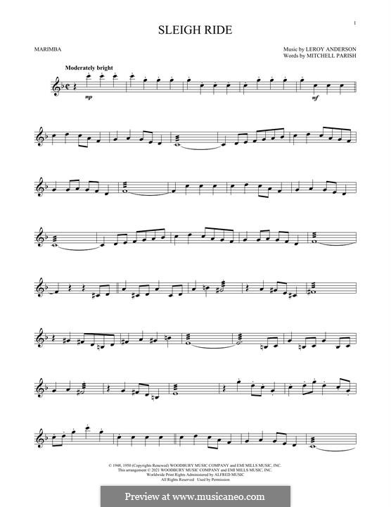 Sleigh ride sheet music flute