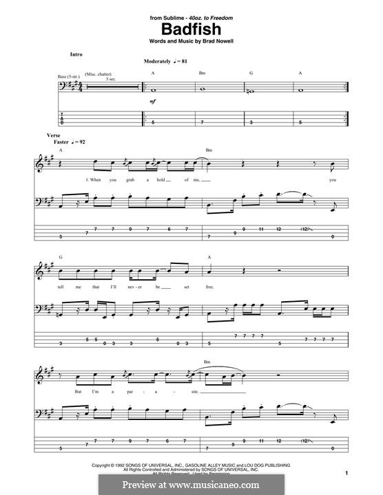 Badfish (Sublime) by B. Nowell - sheet music on MusicaNeo