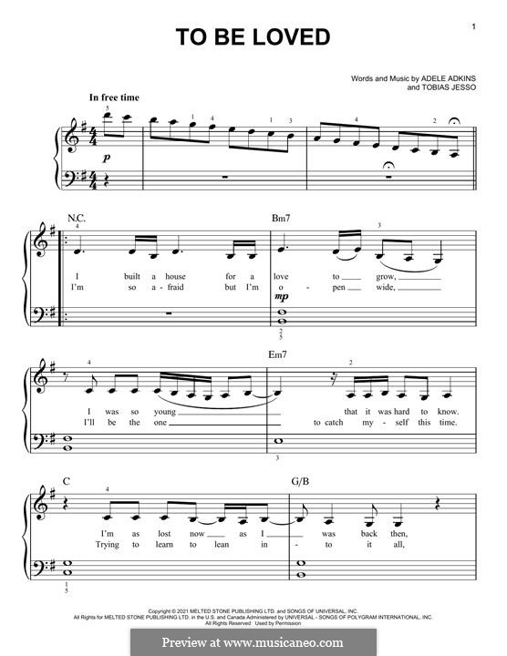 To Be Loved (Adele) by T. Jesso - sheet music on MusicaNeo