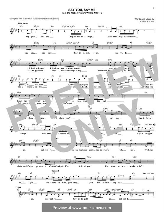 Say You Say Me By L Richie Sheet Music On Musicaneo