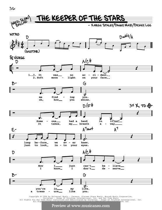 The Keeper Of The Stars sheet music for piano solo (PDF)