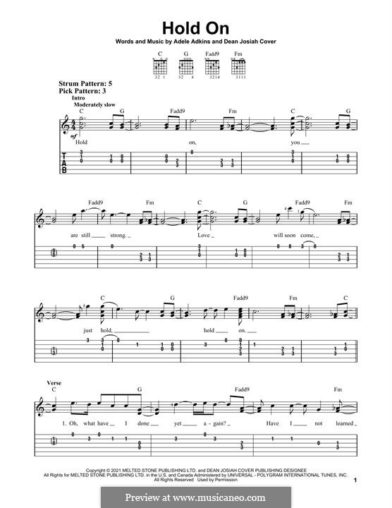 Hold On (Adele) by D. Cover - sheet music on MusicaNeo