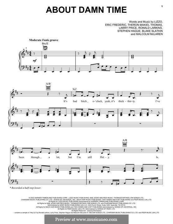 About Damn Time by Lizzo - sheet music on MusicaNeo