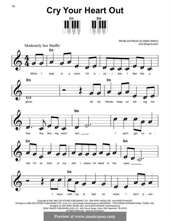 Cry Your Heart Out (Adele) by G. Kurstin - sheet music on MusicaNeo