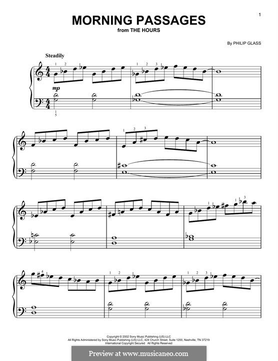 Morning Passages (from The Hours) by P. Glass - sheet music on MusicaNeo