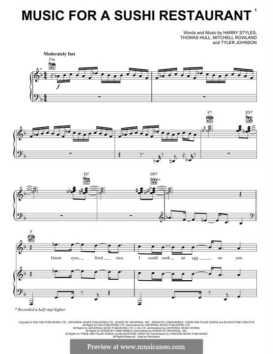 Music For A Sushi Restaurant by H. Styles - sheet music on MusicaNeo