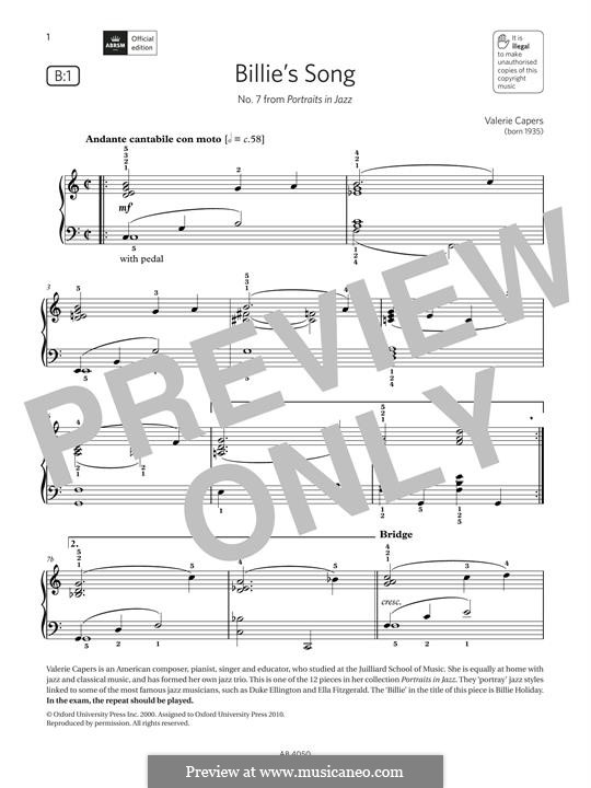 Billie's Song by V. Capers sheet music on MusicaNeo