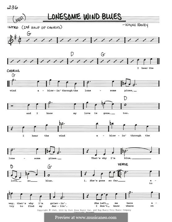 Lonesome Wind Blues by W. Raney - sheet music on MusicaNeo