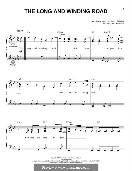 The Long And Winding Road Sheet Music | The Beatles | Piano Chords/Lyrics