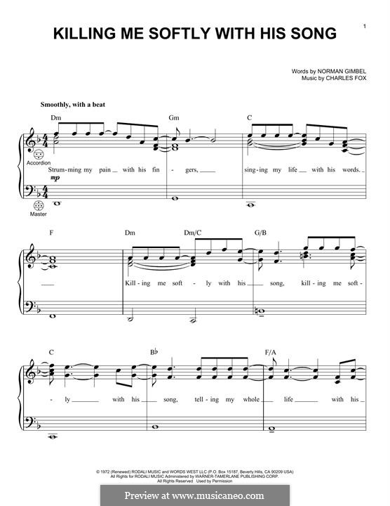 Killing Me Softly With His Song By C Fox Sheet Music On Musicaneo 