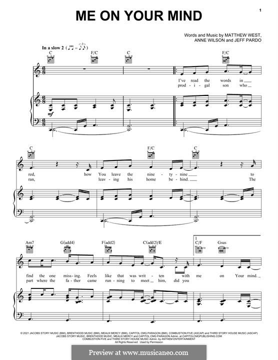 Me On Your Mind (Matthew West) by J. Pardo - sheet music on MusicaNeo