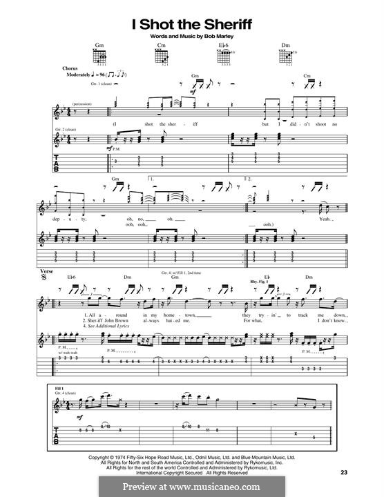 I Shot the Sheriff by B. Marley - sheet music on MusicaNeo