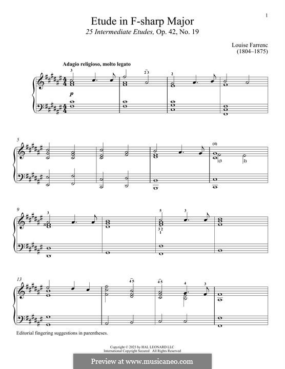 25 intermediate Etudes, Op.42 by L. Farrenc - sheet music on MusicaNeo