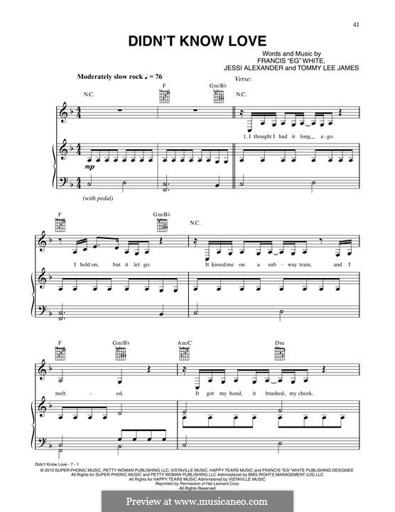 Didnt Know Love CÉline Dion By Eg White Sheet Music On Musicaneo 5984