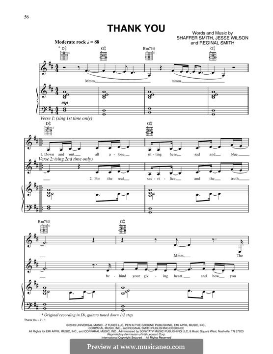 Thank You (CÉLINE DION) by J. Wilson - sheet music on MusicaNeo