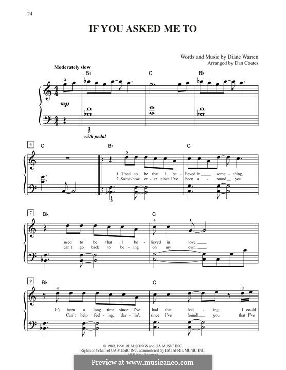 If You Asked Me To (Celine Dion) by D. Warren - sheet music on MusicaNeo