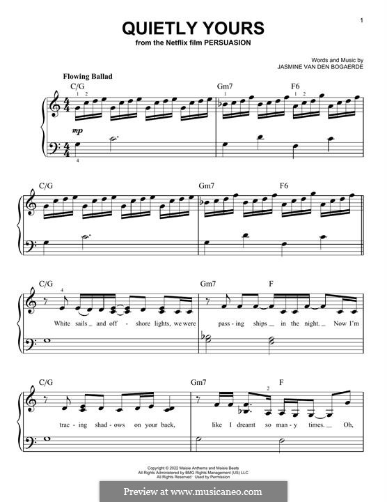 Quietly Yours (from Persuasion) by Birdy - sheet music on MusicaNeo