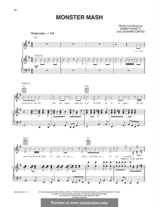 Monster Mash by L. Capizzi - sheet music on MusicaNeo