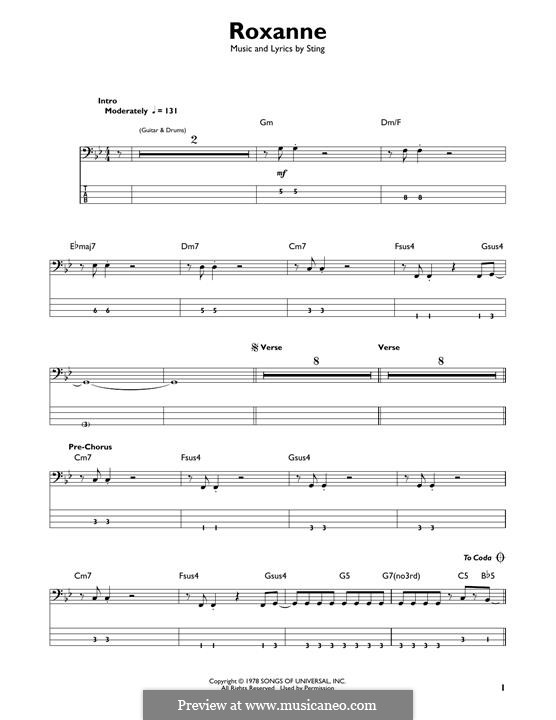 Roxanne (The Police) by Sting - sheet music on MusicaNeo