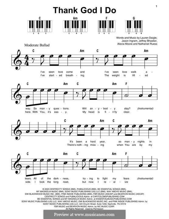 Thank God I Do by L. Daigle - sheet music on MusicaNeo