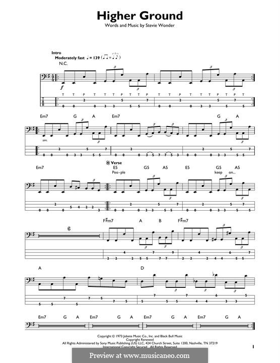 Higher Ground by S. Wonder - sheet music on MusicaNeo