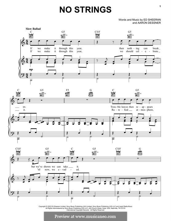 No Strings by E. Sheeran, A. Dessner - sheet music on MusicaNeo