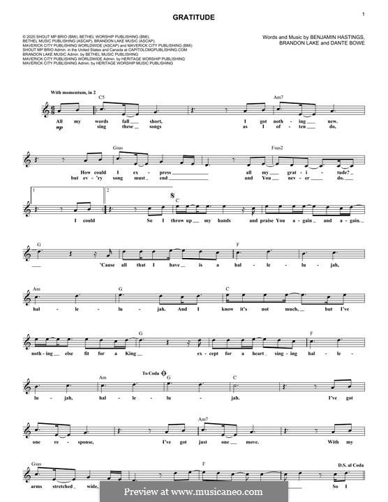 Gratitude by B. Lake - sheet music on MusicaNeo