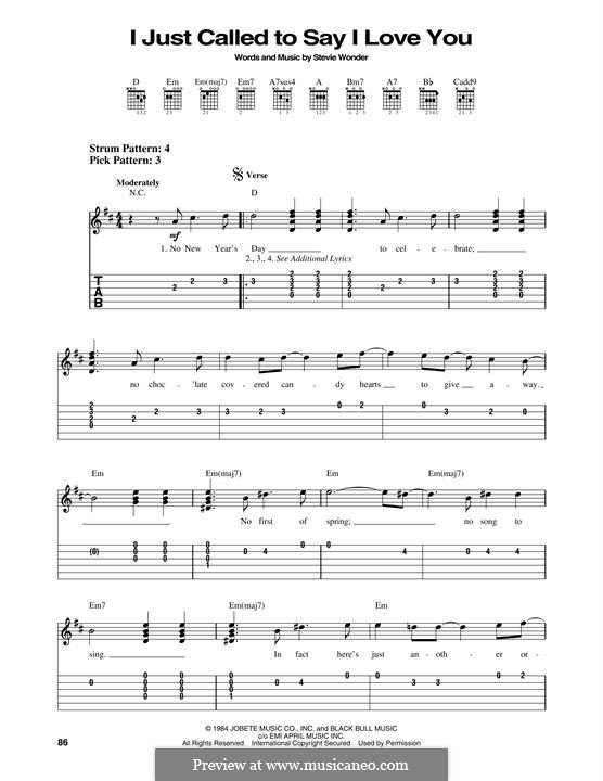 I Just Called to Say I Love You by S. Wonder - sheet music on MusicaNeo