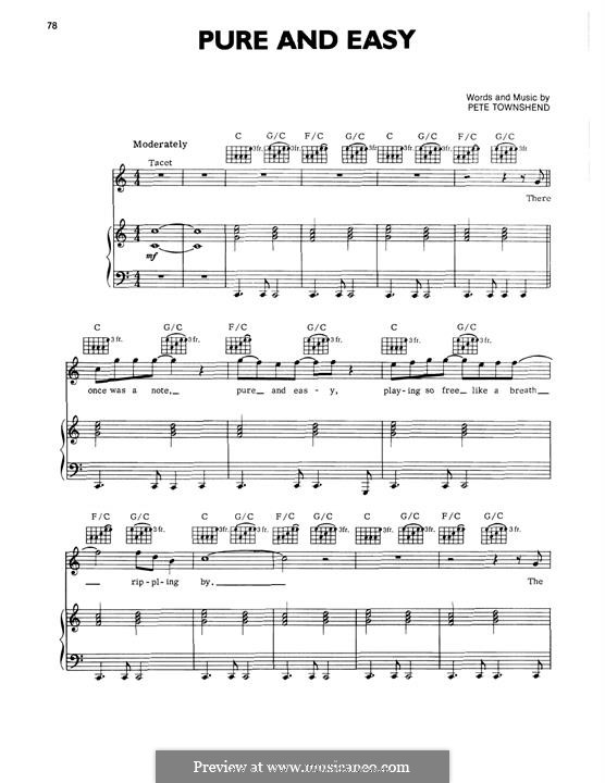 Pure and Easy (The Who) by P. Townshend sheet music on MusicaNeo