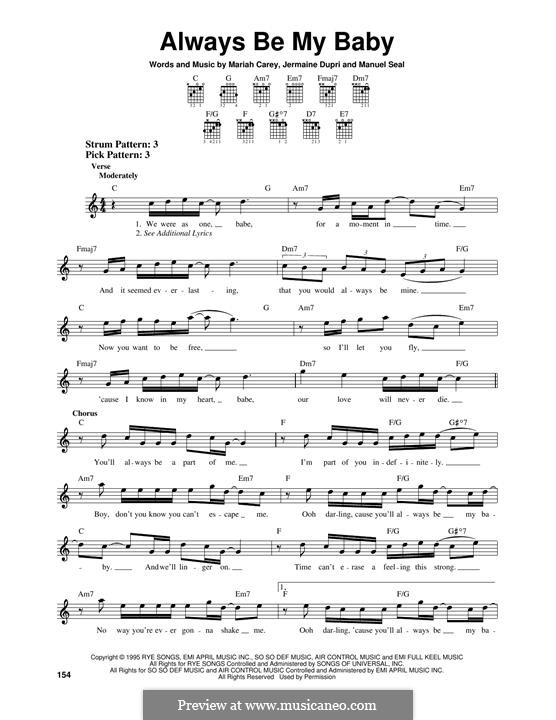 Always Be My Baby By J. Dupri, M. Seal, M. Carey - Sheet Music On MusicaNeo