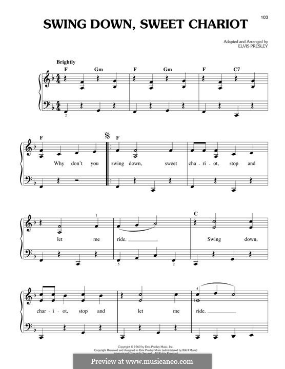 Swing Down, Sweet Chariot by E. Presley - sheet music on MusicaNeo