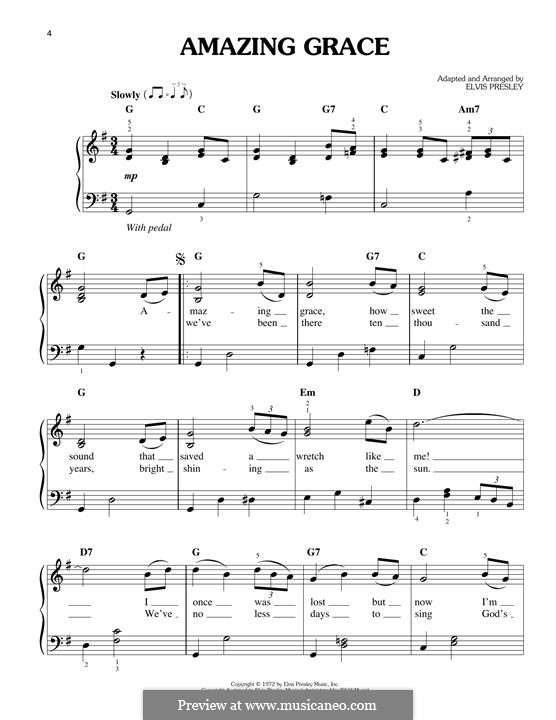 Amazing Grace by E. Presley - sheet music on MusicaNeo